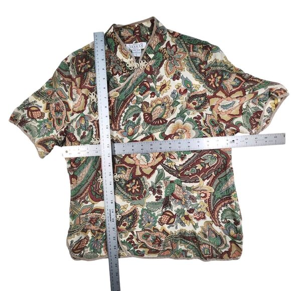 Vintage DELUXE 100% Silk Womens Chinese Style Blouse Brocade Knot Closure Floral - Picture 10 of 13